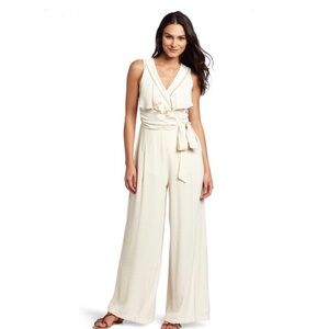 Tracy Reese Anthropologie Cream Pearl Suplice Jumpsuit Wedding Size 4